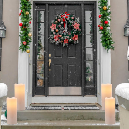 Eldnacele 10"×4" Large Waterproof Outdoor Flameless Candles Remote and Timer, Battery Operated White Plastic LED Flickering Pillar Candles 2 Pack for Dinner Wedding Porch Garden Lanterns Home Decor