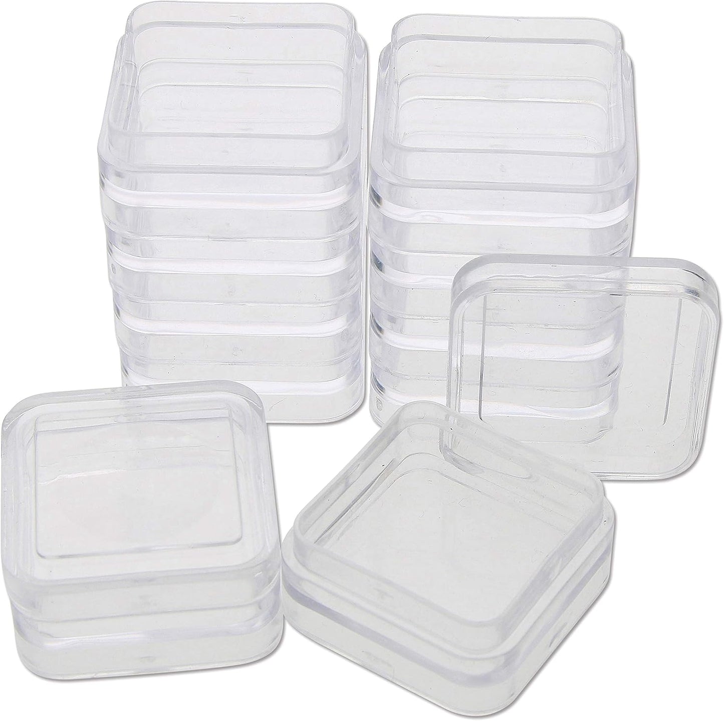 The Beadsmith Personality Case, 2 Clear Square Stacker Jars for Storage of Small Items, Crafts, and Jewelry