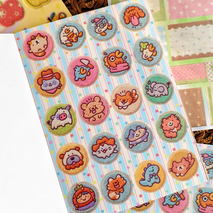 PRSTINCOL 2 in 1 Japanese Sticker Book Combo Set with Red and Blue Patterned Die Cut Stickers 60 Sheets for Journaling