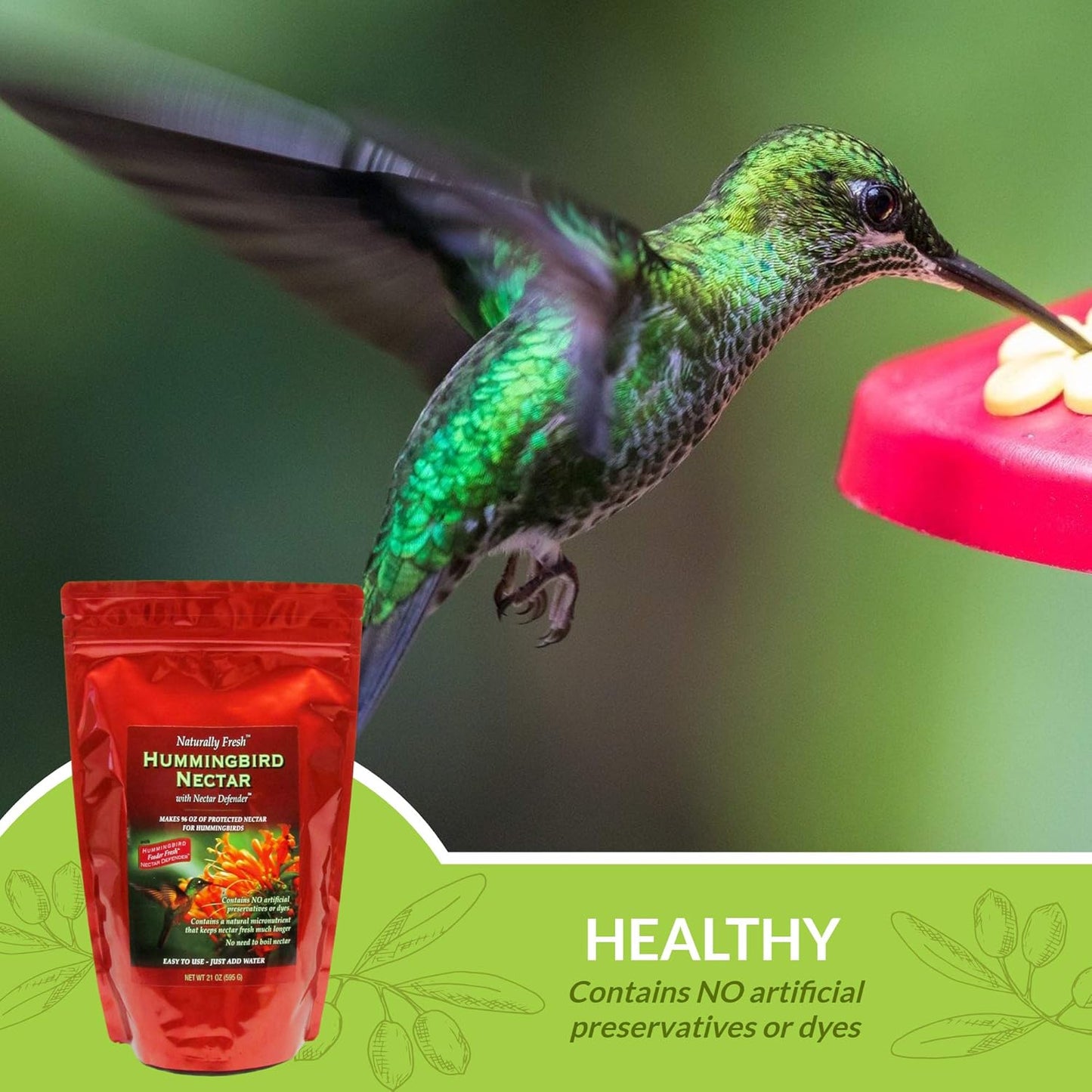Sapphire Labs Hummingbird Nectar - Naturally Fresh Powder Makes 96 oz | Lasts Longer with Nectar Defender