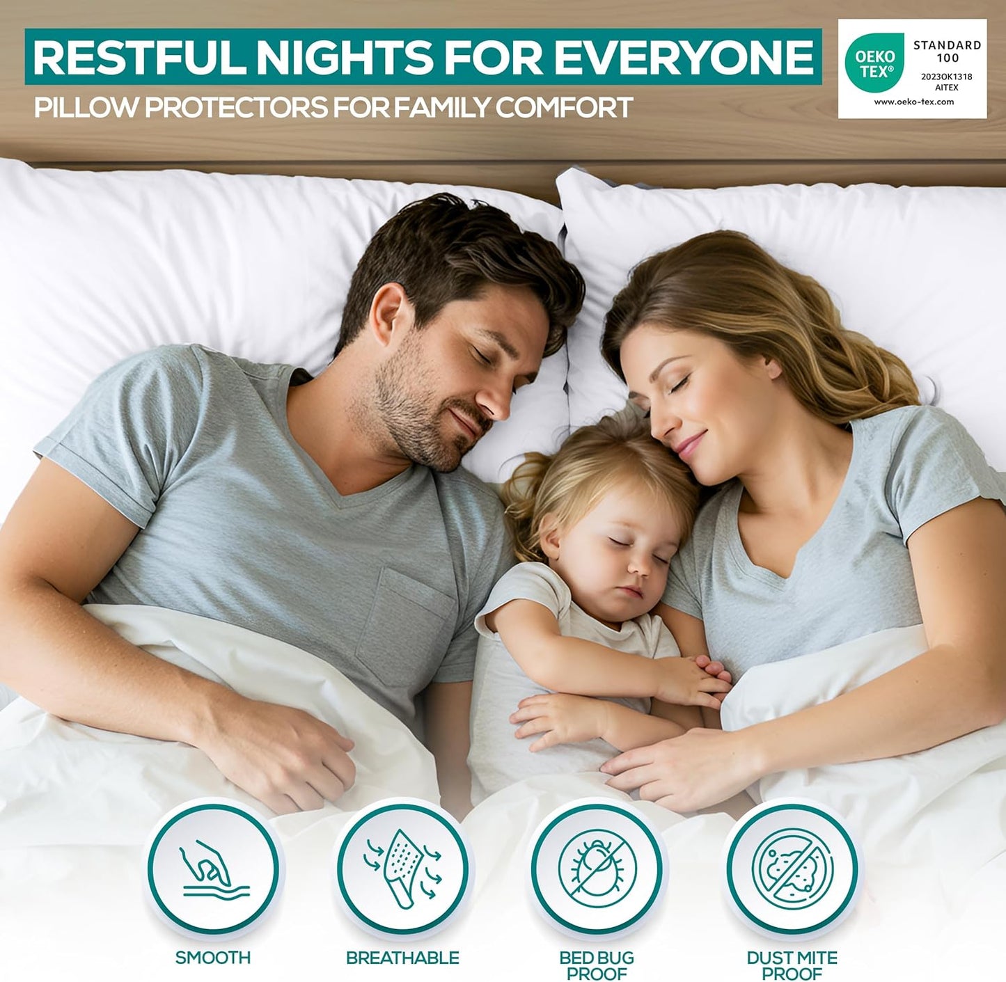 Utopia Bedding King Size Pillow Protectors - Ultra Soft, Waterproof & Bed Bug Proof Encasements (Set of 2)