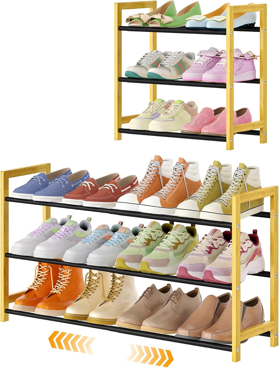 LVNIUS Closet,3 Dorm,6-12 Expandable Shoe Rack for Tier Metal Shoes Shelf Organizer for Pairs Small Standing Shoe Rack