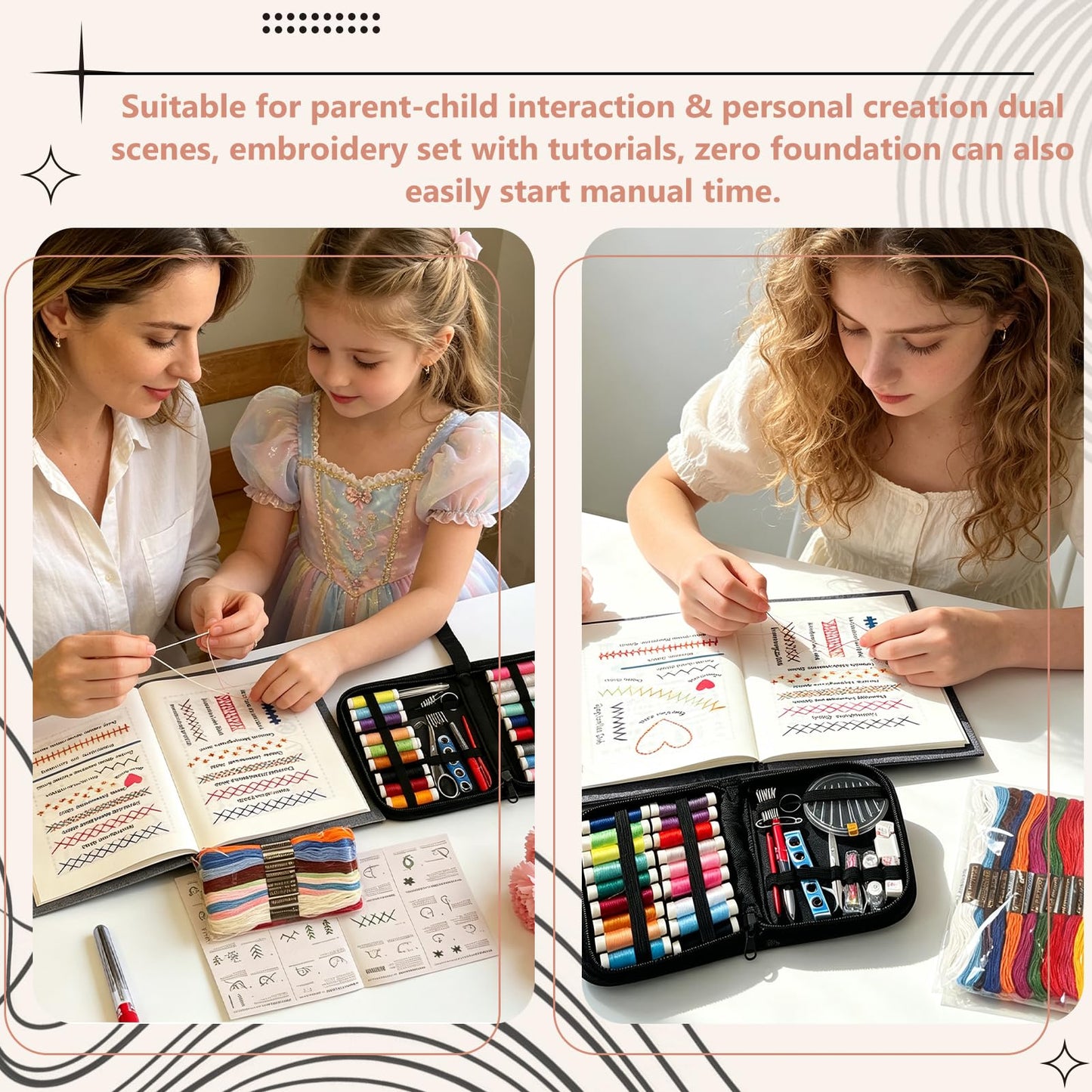 EVOCKAY 2026 Embroidery Stitch Book Kit - Versatile Sewing Box for Cross Stitch, Craft, and Punch Needle Projects - Perfect for Adults and Machine Embroidery Enthusiasts