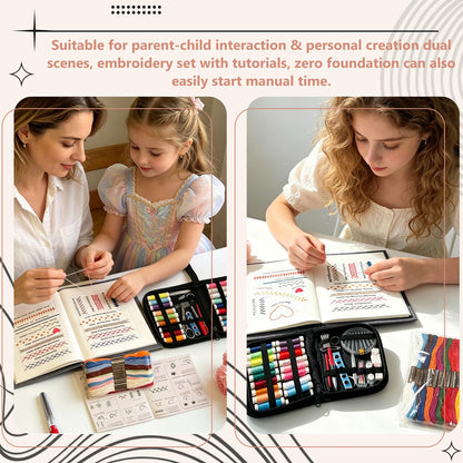 EVOCKAY 2026 Embroidery Stitch Book Kit - Versatile Sewing Box for Cross Stitch, Craft, and Punch Needle Projects - Perfect for Adults and Machine Embroidery Enthusiasts