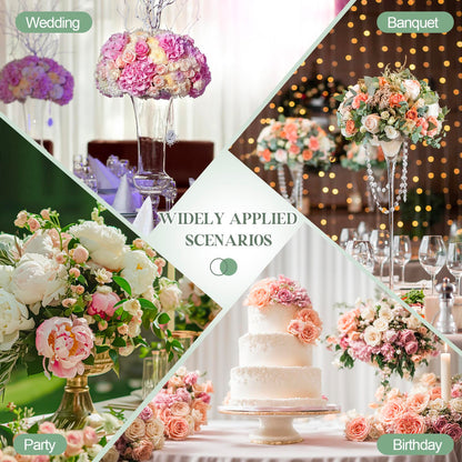 Sabary 12 Sets Flower Foam with 6 Inch Clear Plastic Bowl for Floral Arrangements Wet Floral Foam 2 Roll 32.8 yd Tape 30 Gram White Adhesive for Tall Vases Centerpiece Table Party Wedding Decor