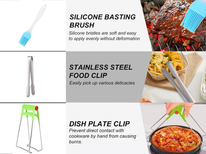 Air Fryer Accessories Set Fit for Gowise Gourmia Cozyna Ninja,Fit All 2.3qt-3.2qt Air Fryer,Kits with Skewers Silicone Mat,Pizza Pan,Cake Barrel,Non-Stick,Dishwasher Safe,Universal,6 Inch 10pcs,Black