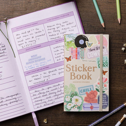 Steel Mill & Co Assorted Sticker Book, 35 Sheets with Hundreds of Paper Stickers, Aesthetic Icons, Bookish Quotes & Illustrations, Planner & Journal Stickers with Elastic Closure (Volume 1)