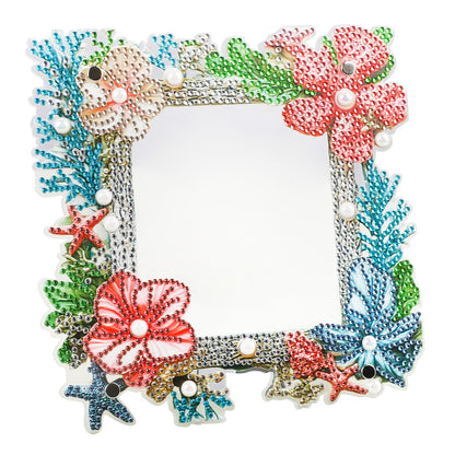 AIRDEA 5D Diamond Art Painting Desktop Photo Frame Ornament,Special Shape Diamond Painting Frame Kits for Adults,8x8in/20x20cm,Corals Starfish