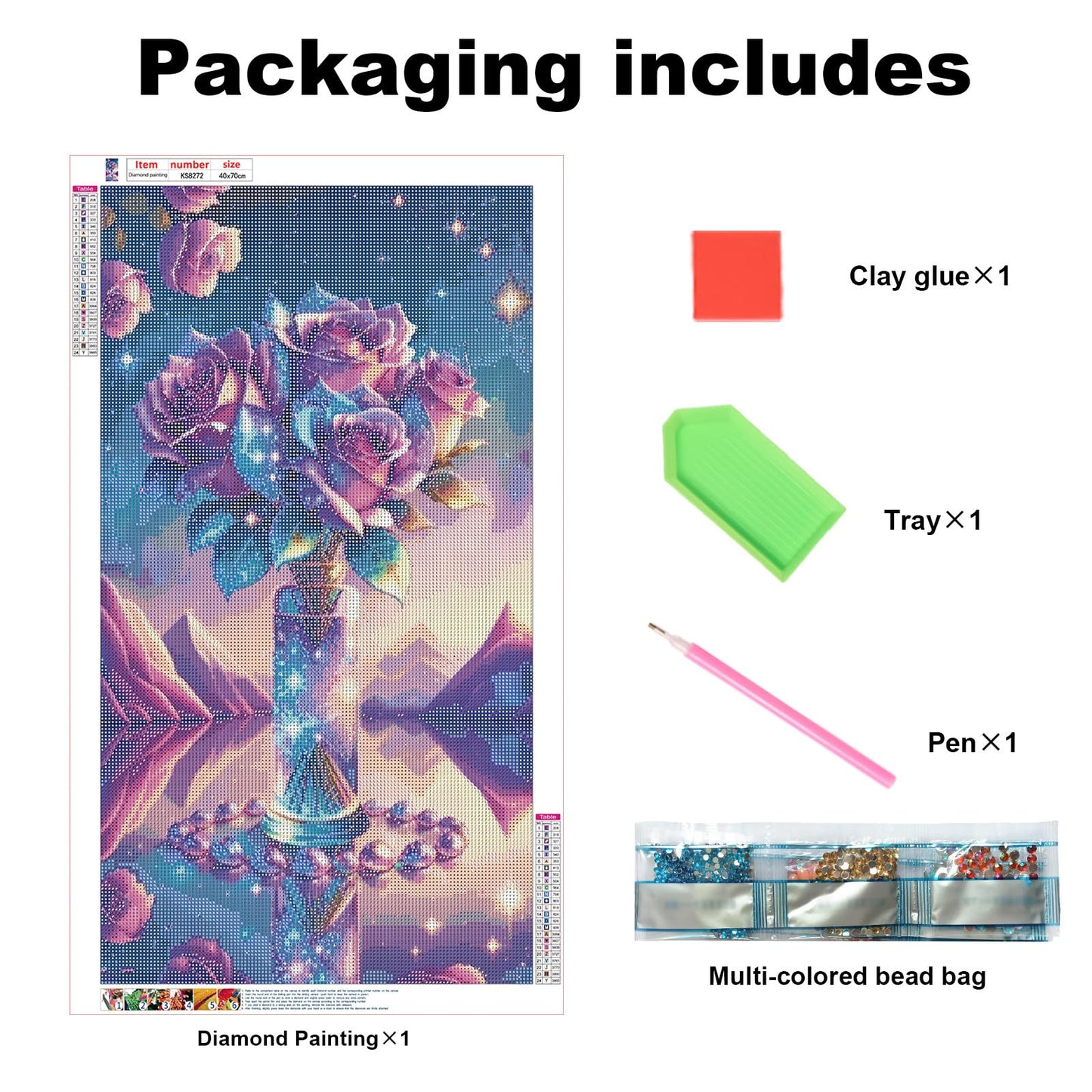 5D DIY Large Size Diamond Art Painting Bunch of Flowers Diamond Full Diamond Handmade Diamond Art Painting Embroidery Mosaic Art Home Decoration Gift 40x70cm/15.75x27.5in