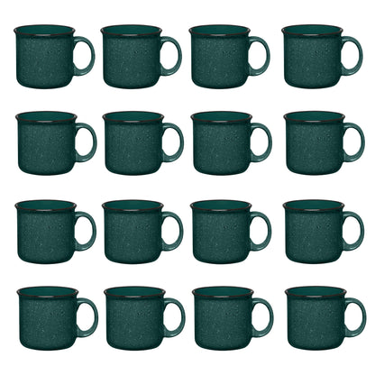 Gifts by Design Set of 16 Ceramic Campfire Mugs – 15 Oz, Green – Coffee & Tea Cups for Home, Work, Travel, Camping – Customizable, Great for DIY, Events, Companies