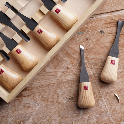 Flexcut Carving Tools Deluxe Palm Gouge Set FR405, Wood Crving Kit, Razor-Sharp 1095 High Carbon Steel Blade, Made in the USA
