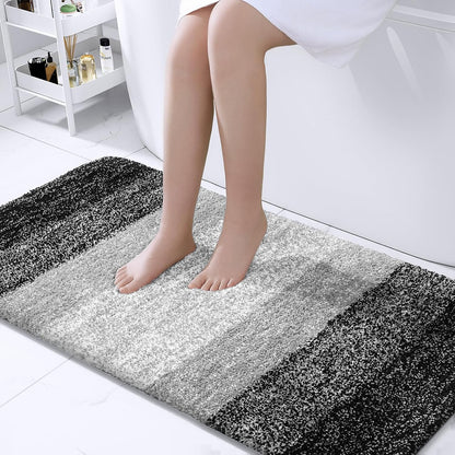 OLANLY Bathroom Runner Rugs - Extra Soft Microfiber, Quick Dry & Machine Washable | 47x24 Inches, Black