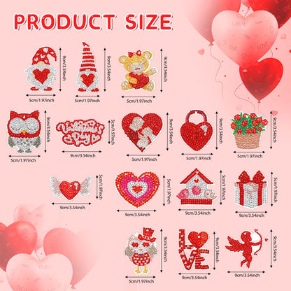 Inbagi 15 Pcs Valentine's Day Diamond Painting Keychains Kits with Tools Love Heart Painting Keyrings 5D Gnome Diamond Art Keychain Ornaments for Valentine's Day DIY Crafts Wedding Decor