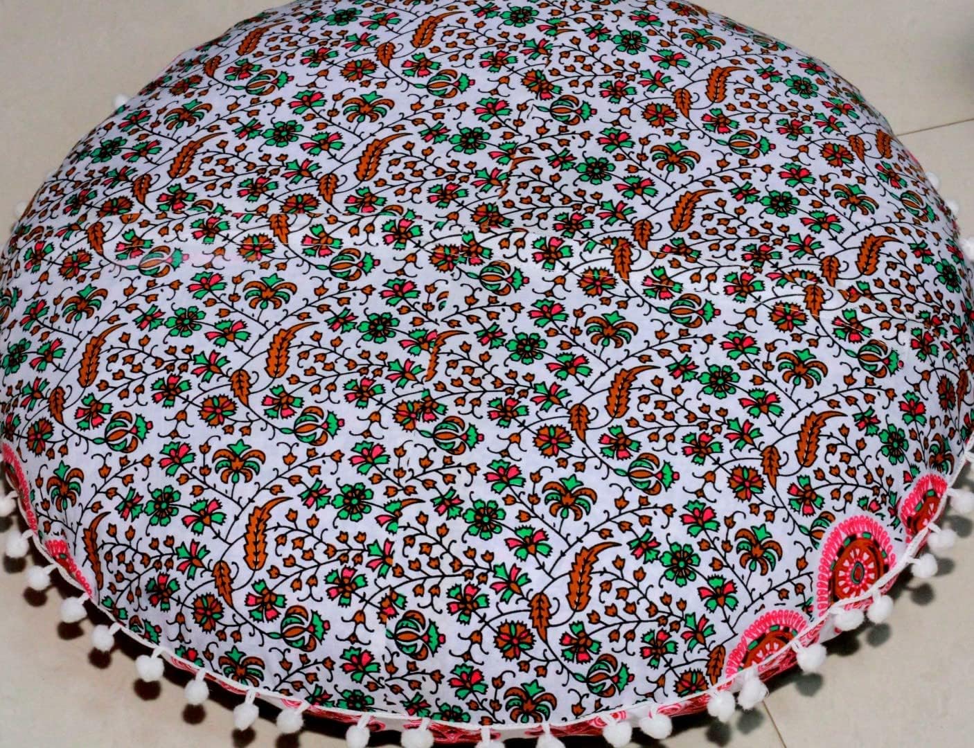 22 Inch 22", CRAFT KALA Meditation Floor Pillow Cover Round Pillow Seating Hippie Decorative Adults Bohemian Mandala