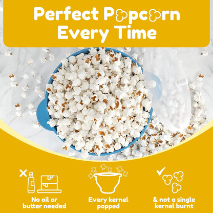 POPCO Silicone Microwave Popcorn Popper - Collapsible Bowl, BPA Free, Dishwasher Safe, 15 Colors (Transparent Aqua)