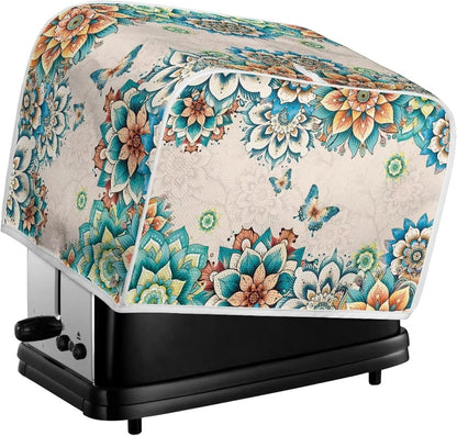 2 Slice Toaster Covers Boho Butterfly Print, Washable Kitchen Appliance Protector, Anti-Sputtering Cover