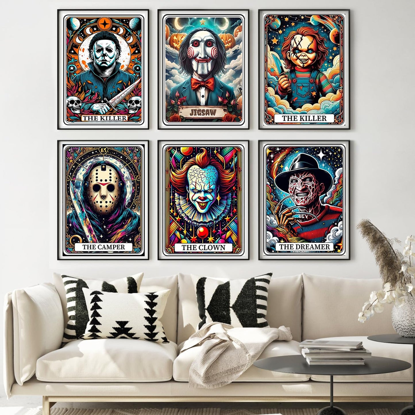 WUDWL 6 Pack Halloween Diamond Art Kits for Adults Beginners,Horror Diamond Painting Kits for Adults,5D Full Drill DIY Diamond Dot Gem Art Kit Wall Home Decor Arts Craft 12x16 inch