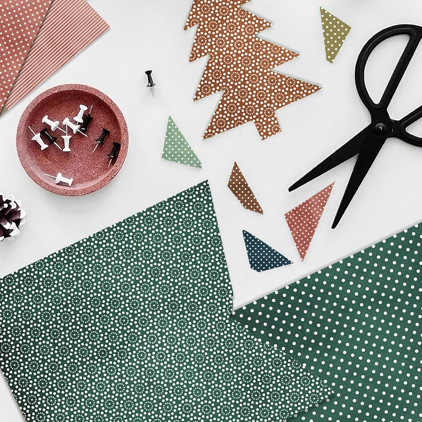 Boho Scrapbook Paper 12 x 12 In, 24 Sheets Double Sided Patterned Decorative Papers, Background Papers, Scrapbooking Supplies for Journaling Decor, Album Decor or Card Making (Green and Red)