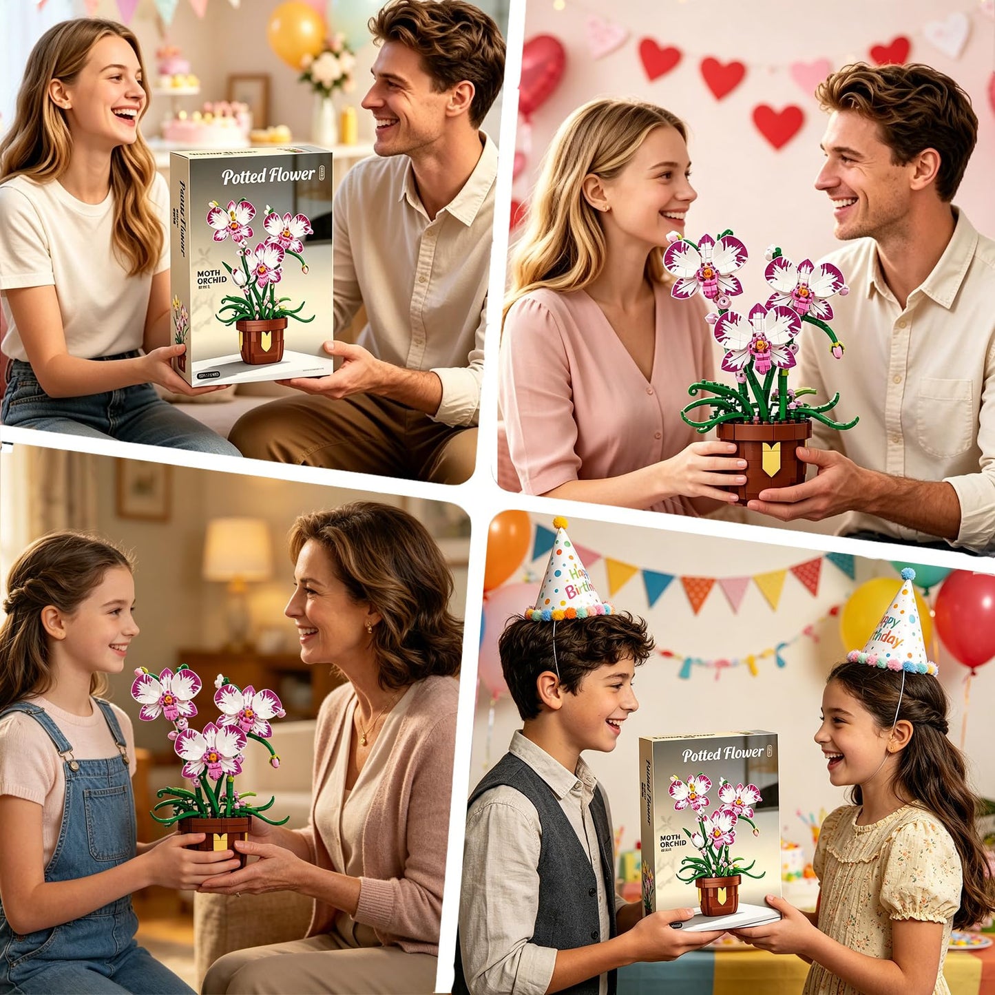 COZYMASS Orchid Building Block Set for Adults, Artificial Flower Plant Building Kit with Pot, Home, Kitchen, Dining Table Decoration, Creative Gift for Birthday (323 PCS)