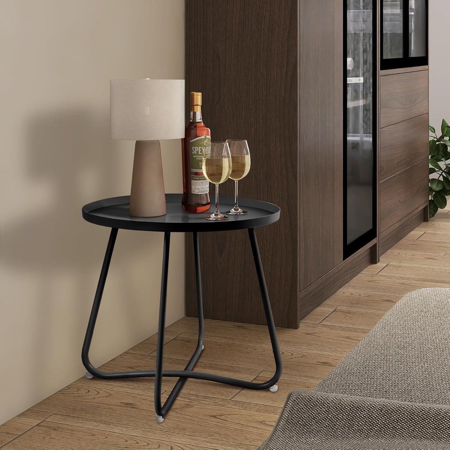 18-Inch Jerry & Maggie Metal Patio Table - Indoor/Outdoor Round Side Table with Adjustable Feet for Living Room