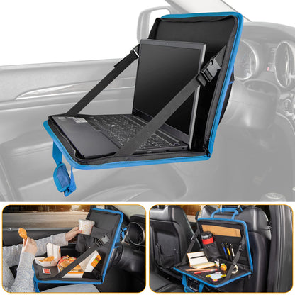 JOYTUTUS 3 in 1 Steering Wheel Eating Tray, Car Back Seat Laptop Desk, Multifunctional Office Bag, Car Work Table for Writing, Car Organizer for Kids, Commuters, Family