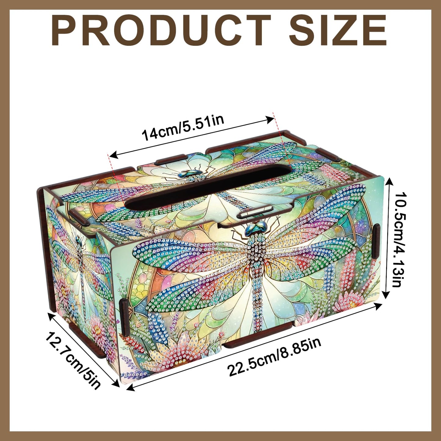 JISHSHAY Diamond Painting Tissue Box Cover Dragonfly Diamond Art Tissue Box Holder Animal Gem Art Gem Painting Napkin Holder Mosaic Kits for Adults Embroidery Kit Napkin Holder for Table 8.85×5×4.13in