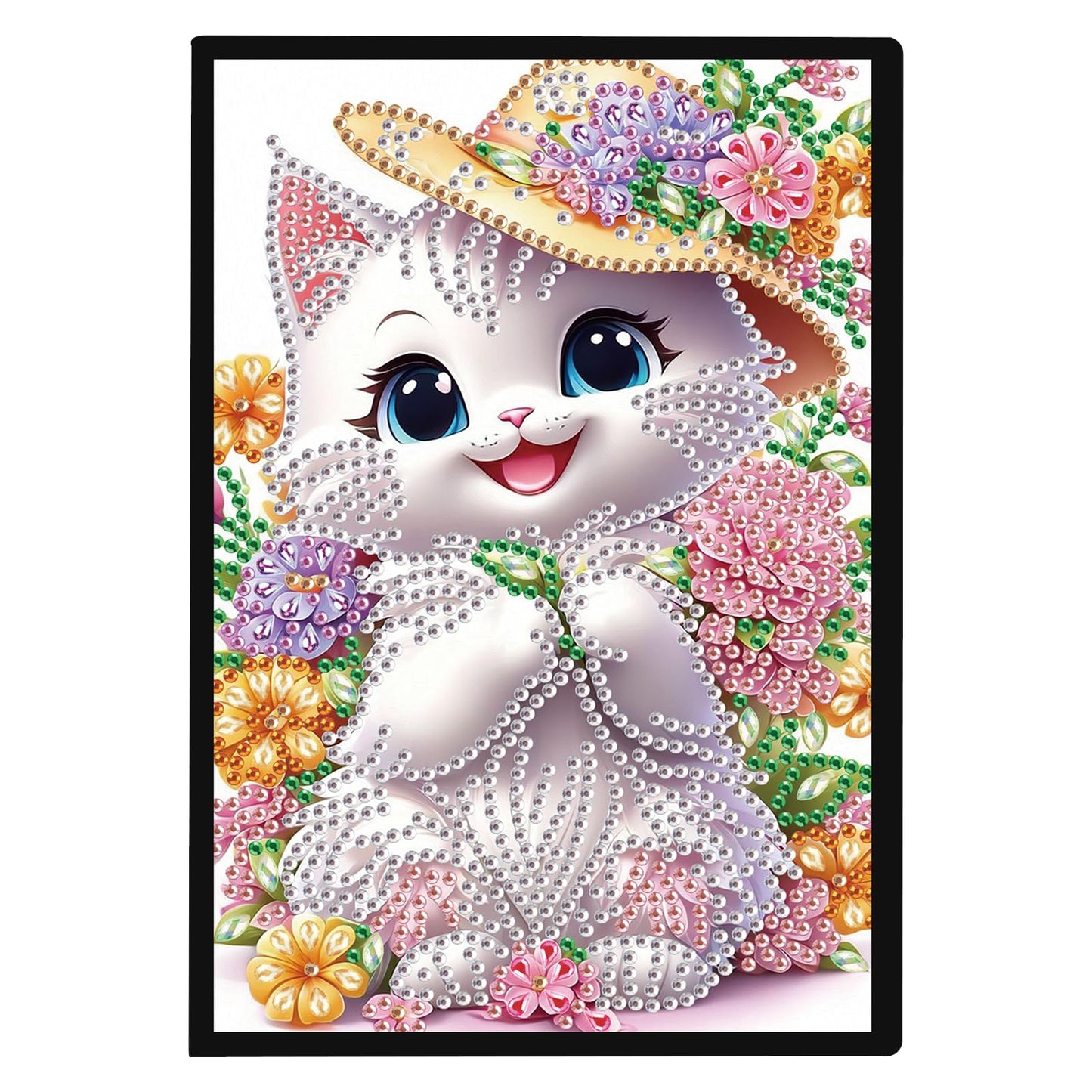 JZHYOAN Diamond Painting Blank Notebook Kits for Adult DIY Cat Special Pattern Diamond Art Dairy Note Book Journal Sketchbook Drawing Painting Message Notepad for Office Work Gifts