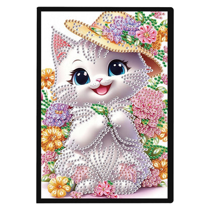 JZHYOAN Diamond Painting Blank Notebook Kits for Adult DIY Cat Special Pattern Diamond Art Dairy Note Book Journal Sketchbook Drawing Painting Message Notepad for Office Work Gifts