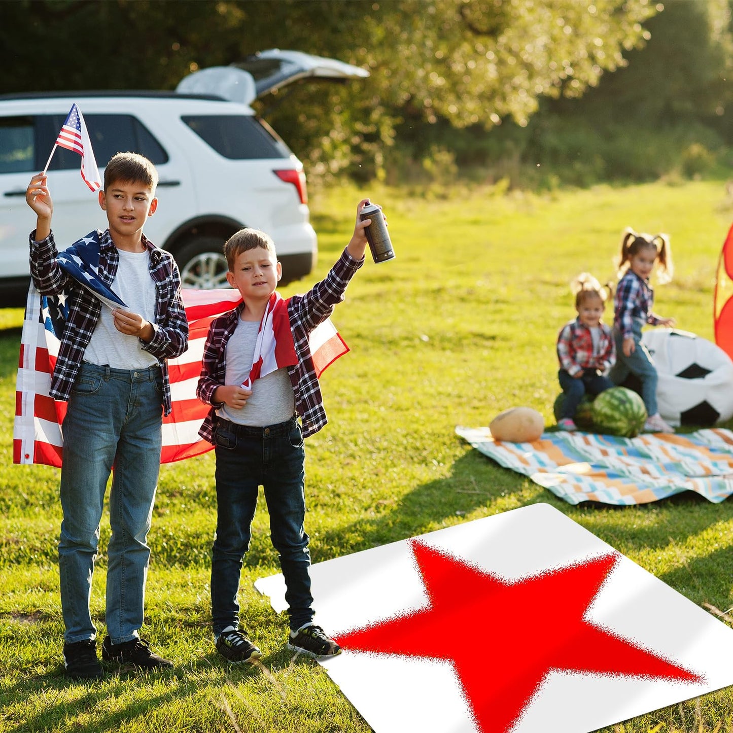 Cinnvoice 35 x 35 Inch Star Stencil Reusable Plastic for Yard, Walls, Fabric, Canvas, Flag, DIY Crafts and Independence Day Project