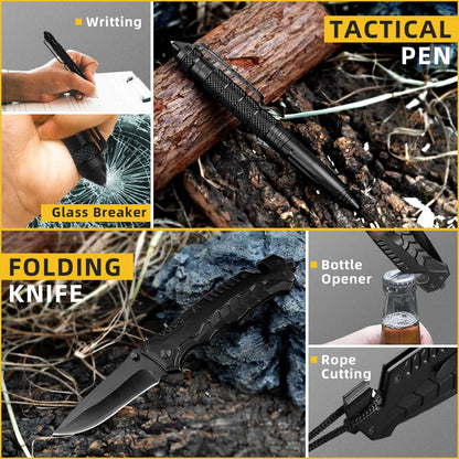 Gifts for Men Dad Husband - Christmas Stocking Stuffers, Birthday Gifts Idea for Him Boyfriend Man- Survival Kit 14 in 1, Survival Gear and Equipment, Fishing Hunting Camping Accessories, Cool Gadgets
