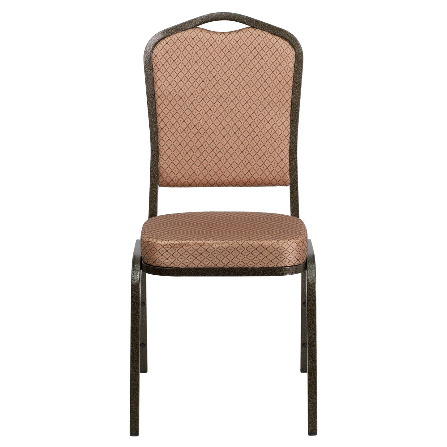 Flash Furniture 4 Pack HERCULES Series Crown Back Stacking Banquet Chair in Gold Diamond Patterned Fabric - Gold Vein Frame