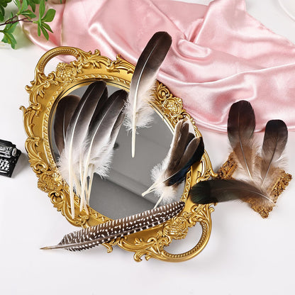 iHUFeather 120pcs Natural Pheasant Feathers Bulk Spotted Feathers 10 Styles Mixed Feathers for Crafts DIY Hat Floral Arrangements Wedding Home Decorations