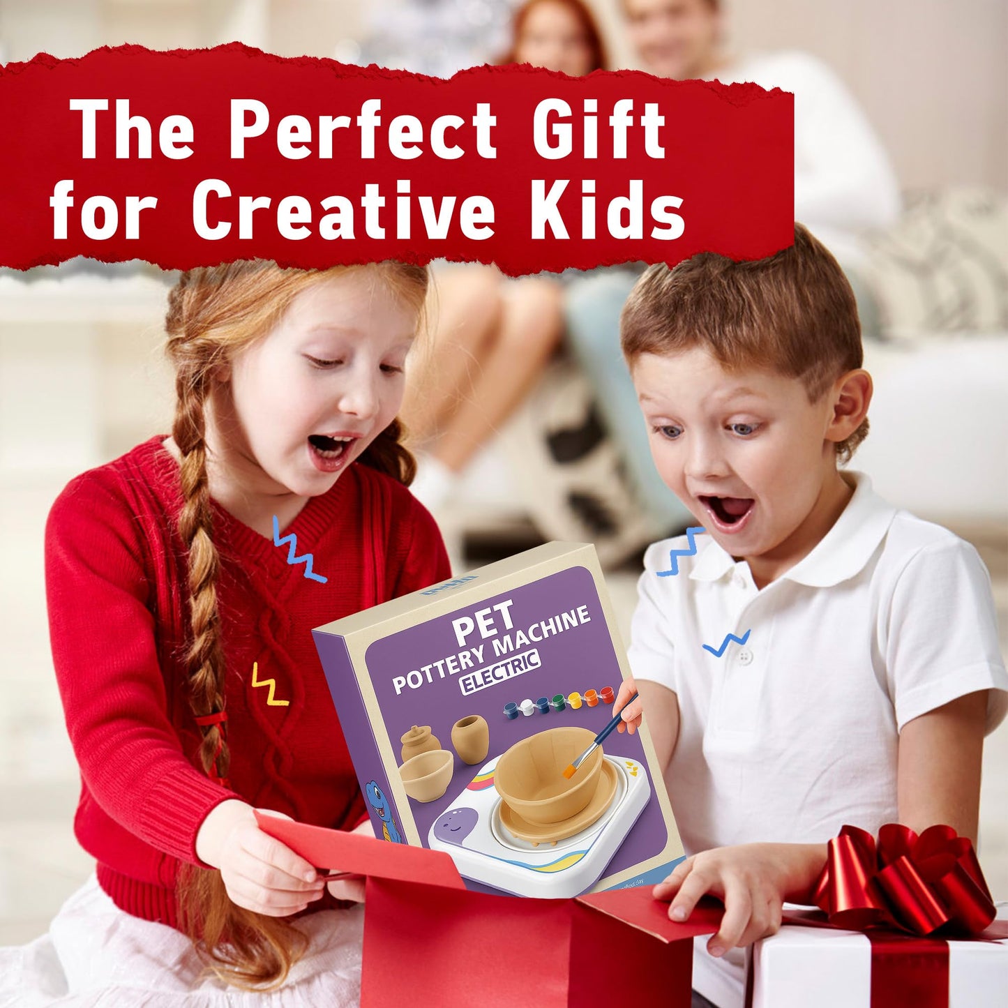 ROHSCE Pottery Wheel for Kids, Dinosaur Theme Pottery Studio Kit, Arts and Crafts for Boys and Girls Ages 5-12, Creative Holiday Gift with Non-Toxic Clay
