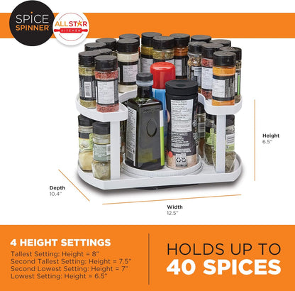 Allstar Innovations Spice Spinner Two-Tiered Spice Organizer & Holder That Saves Space, Keeps Everything Neat