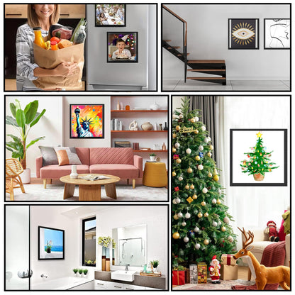 SKRYUIE 12x12 Inch Diamond Art Kits for Adults Frames - Magnetic Self-Adhesive, 6-Pack (Black) - Perfect for 10x10 Inch Artwork Paint by Numbers - Suitabble Frames Painting for Wall Window Door