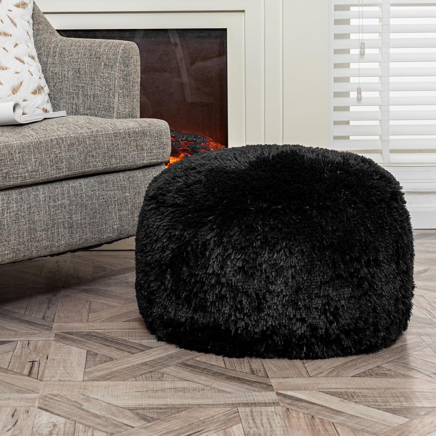20x20x12 Inches Asuprui Pouf Ottoman Floor Pouf Cover Ottoman Foot Rest NO Filler Round Poof Seat Floor Bean Bag Chair