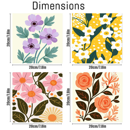 Canrichshop 4 Pack Adult Paint by Number Kits Beginner & All Ages 4-8-12 and More,Framed Flowers Painting by Numbers, DIY Paint by Numbers for Adults for Decor Present 8X 8 inch