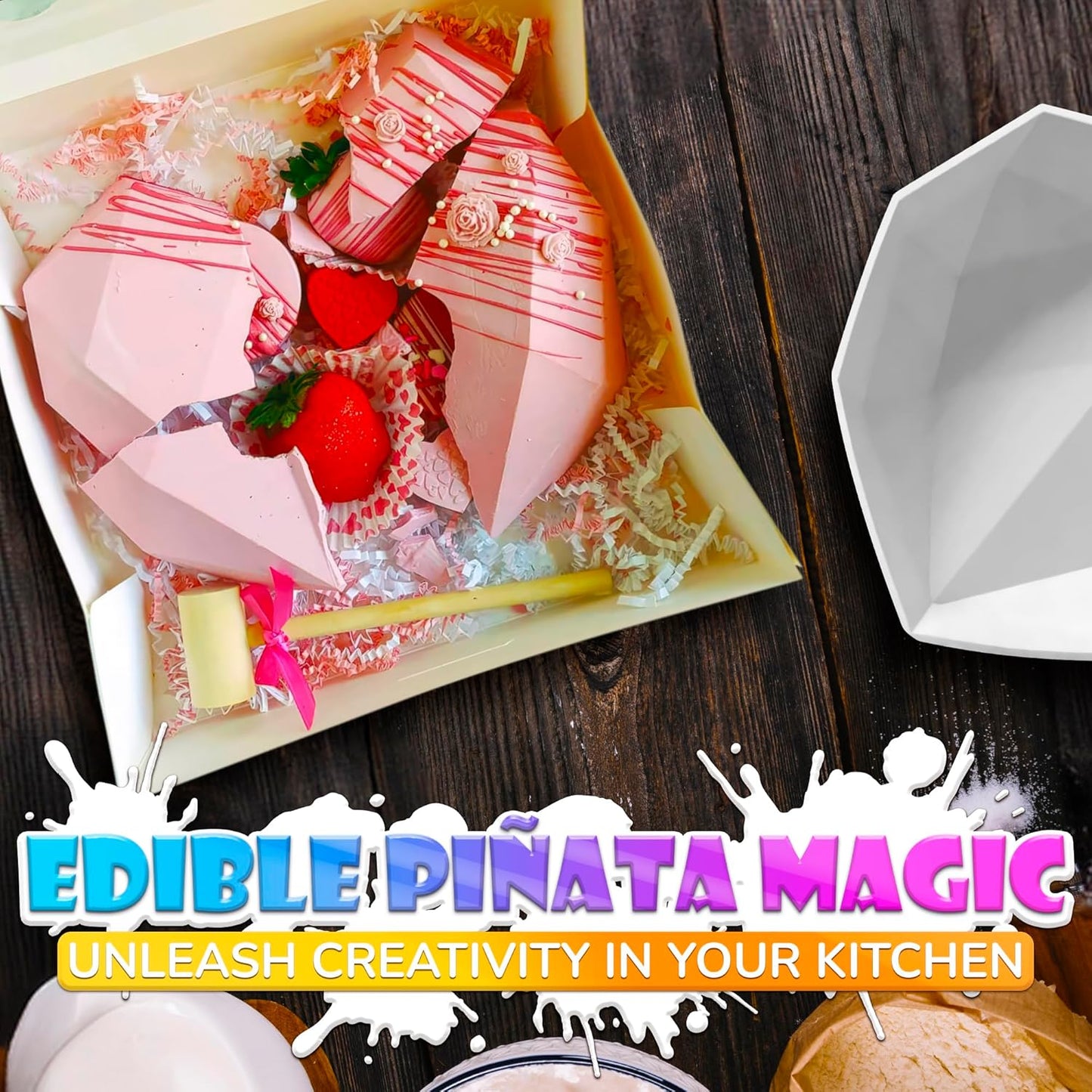 Breakable Heart Mold, Flexible Silicone Baking Mold for Cakes, Chocolate, Jellies & Freezer Desserts