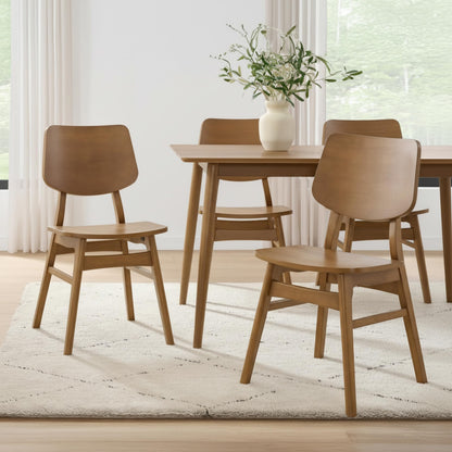 Alaterre Furniture Calais Mid Century Modern Dining Chairs Set of 4 - Solid Wood Chair Set with Armless Design - Mid Century Modern Furniture for Dining Room and Kitchen (Pecan Finish)