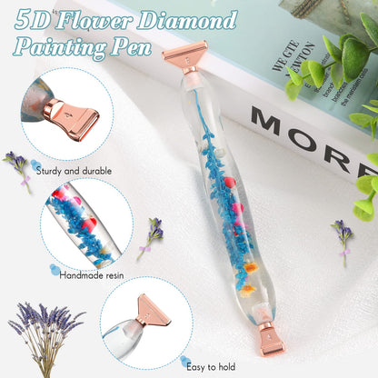 Geyoga 23 Pcs Flower Diamond Painting Art Drill Tool Pen Kits Resin for Adults with Rose Gold Pen Tips Preppy DIY Diamond Arts Pens Accessories Nail Art Embroidery Decoration
