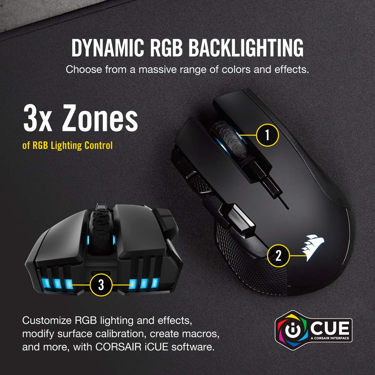 Corsair IRONCLAW RGB Wireless FPS/MOBA Gaming Mouse – 18,000 DPI – 10 Programmable Buttons – Designed for Large Hands – iCUE Compatible – PC, Mac, PS5, PS4, Xbox – Black