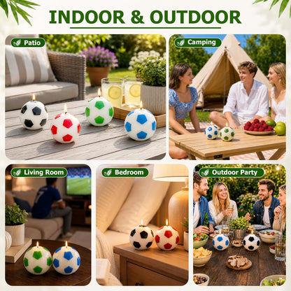 Citronella Candles Outdoor Indoor – 4 Pack Outdoor Candle, Up to 80+ Hrs Burning Total, for Home Decor, Patio Backyard, Camping & Garden Party, Fun Soccer Candle Gift for Men & Soccer Fans