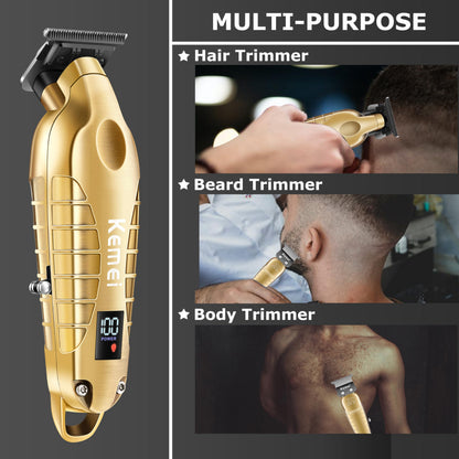 KEMEI 2293 Professional Hair/Beard Trimmer for Men Zero Gapped Hair Clippers for Barber with T Blade, Cordless Rechargeable