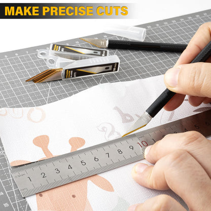 Gomake Exacto Knife Set 2PCS Precision Hobby Knife With 20 Packs #11 Titanium Coated Replacement Blades,Utility Cutting Tool for Crafting Scrapbooking Rubber Stamps Handmade Work