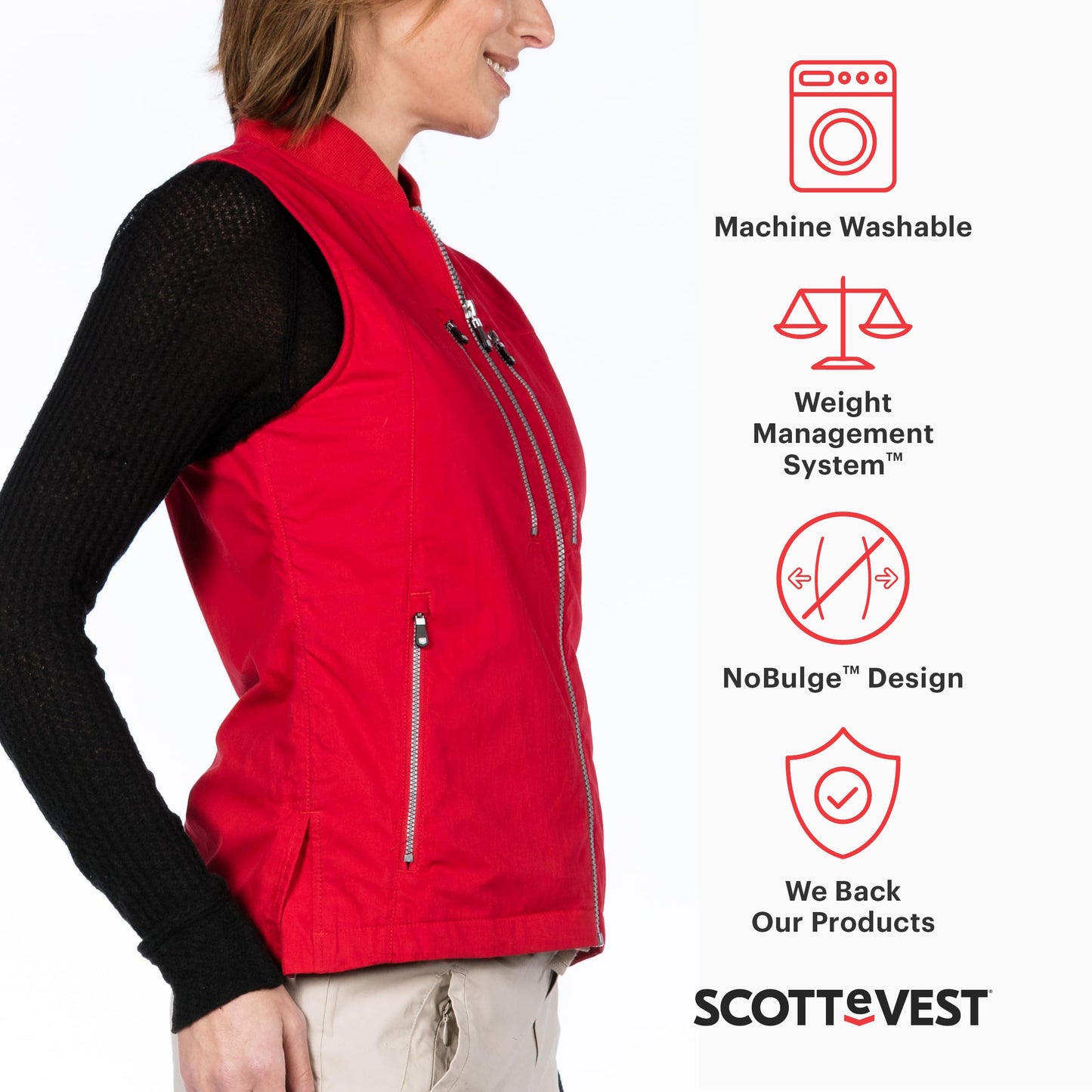 SCOTTeVEST 101 Vest for Women - 9 Hidden Pockets - Water Repellent for Travel & More (Navy, Large)