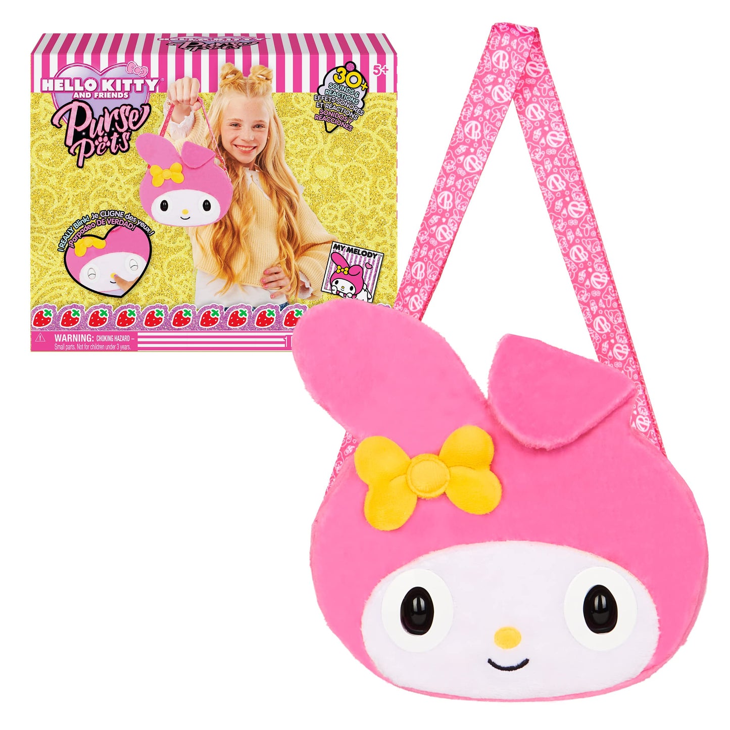 Purse Pets, Sanrio Hello Kitty and Friends, My Melody Interactive Pet Toy & Crossbody Kawaii Purse, Over 30 Sounds & Reactions, Girls & Tween Gifts