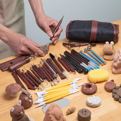48PCS Pottery Tools Kit for Sculpting, Clay Carving Tools, Ceramic Tools for Polymer Clay, Modeling, Trimming, Molding, Shaping, Pottery Kiln, Arts Crafts Supplies, Adults, Students, Beginners, Pros
