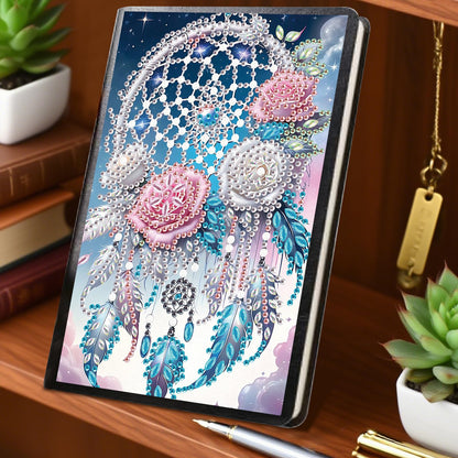 JZHYOAN Flower A5 Blank Diamond Art Composition Journaling Notebooks DIY Diamond Painting Notebook for Adults Gem Art Notepad Sketchbook Diary Mosaic Kits for Beginners Craft Lovers Gift Table Decor