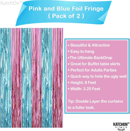 KatchOn XtraLarge Pink and Blue Streamers, 3.2 x 8 Ft, Pack of 2 for Gender Reveal Decorations