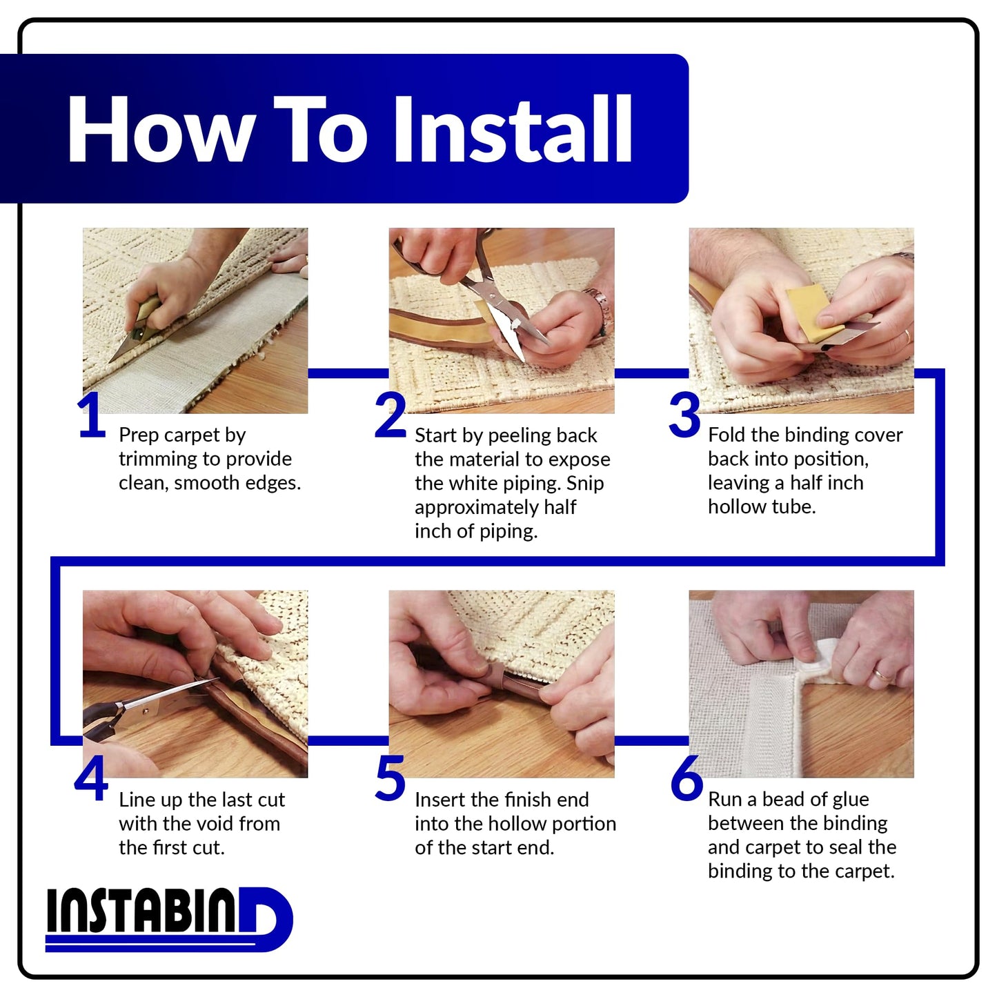 Instabind 54 ft Roll Premium Carpet Edge Binding – Regular Style Carpet Edge Trim - Do-It-Yourself Glue On Rug Edging - Durable & Easy Finishing for Rug Edges - USA Made Flooring Products, Malt